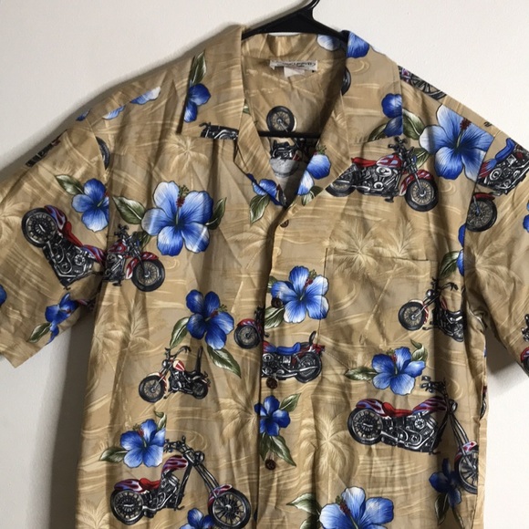 Pacific legend button down Hawaiian shirt with motorcycles size medium - Picture 2 of 12